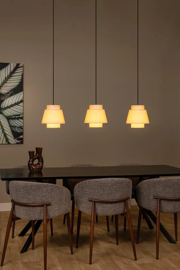 Lucide TRIBUTE - Pendelleuchten - 3xE27 - Beige - Atmosphäre 1